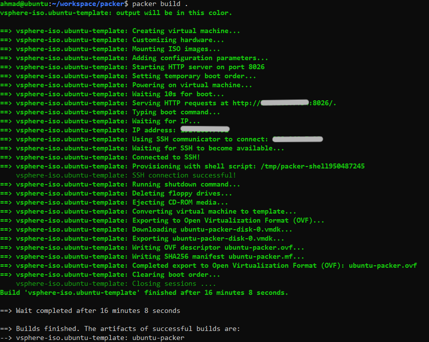 packer build terminal output